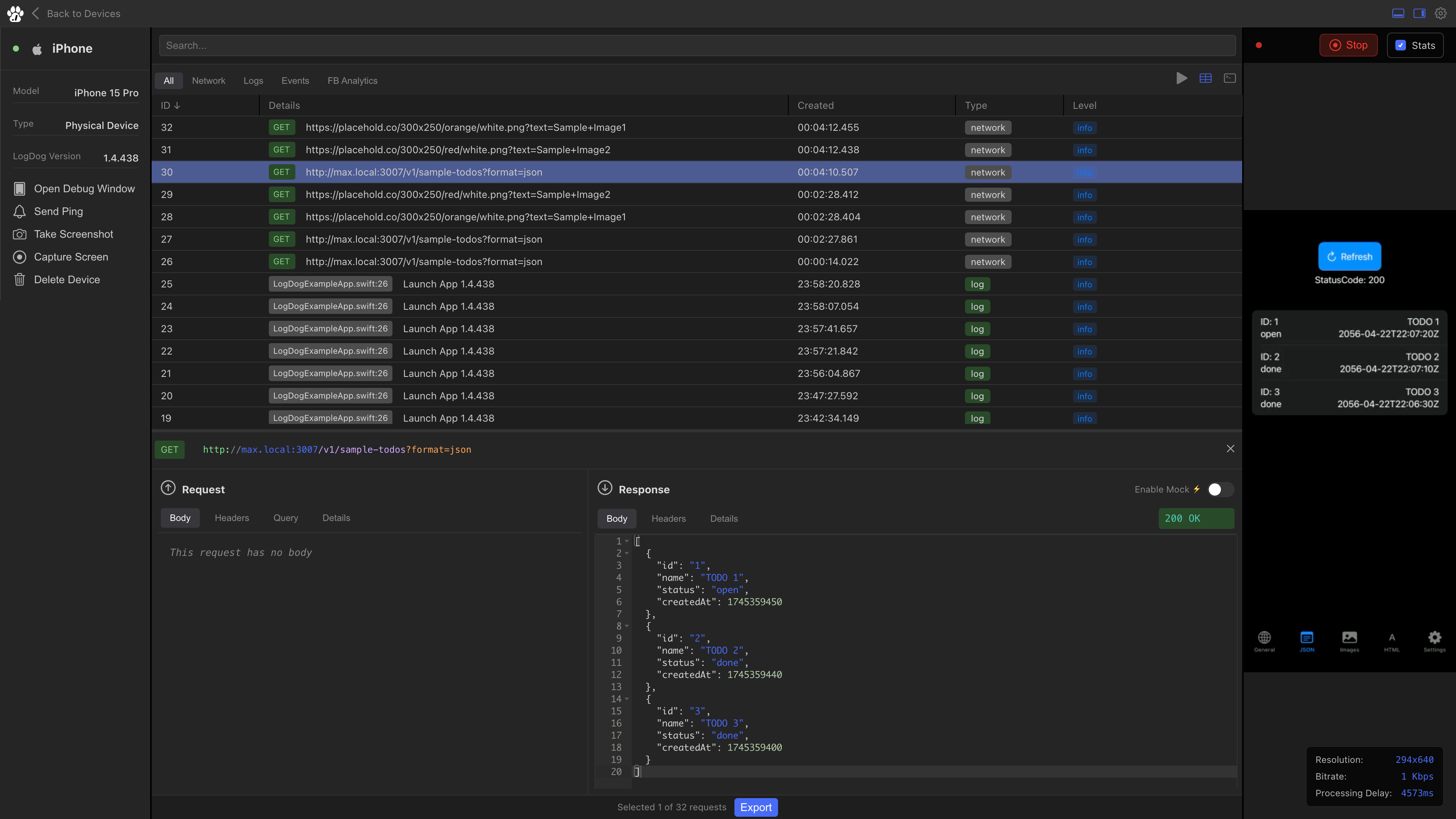 LogDog App Interface